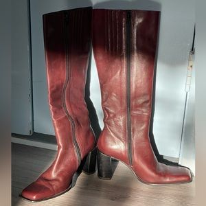 Square-Toed high-heeled boots